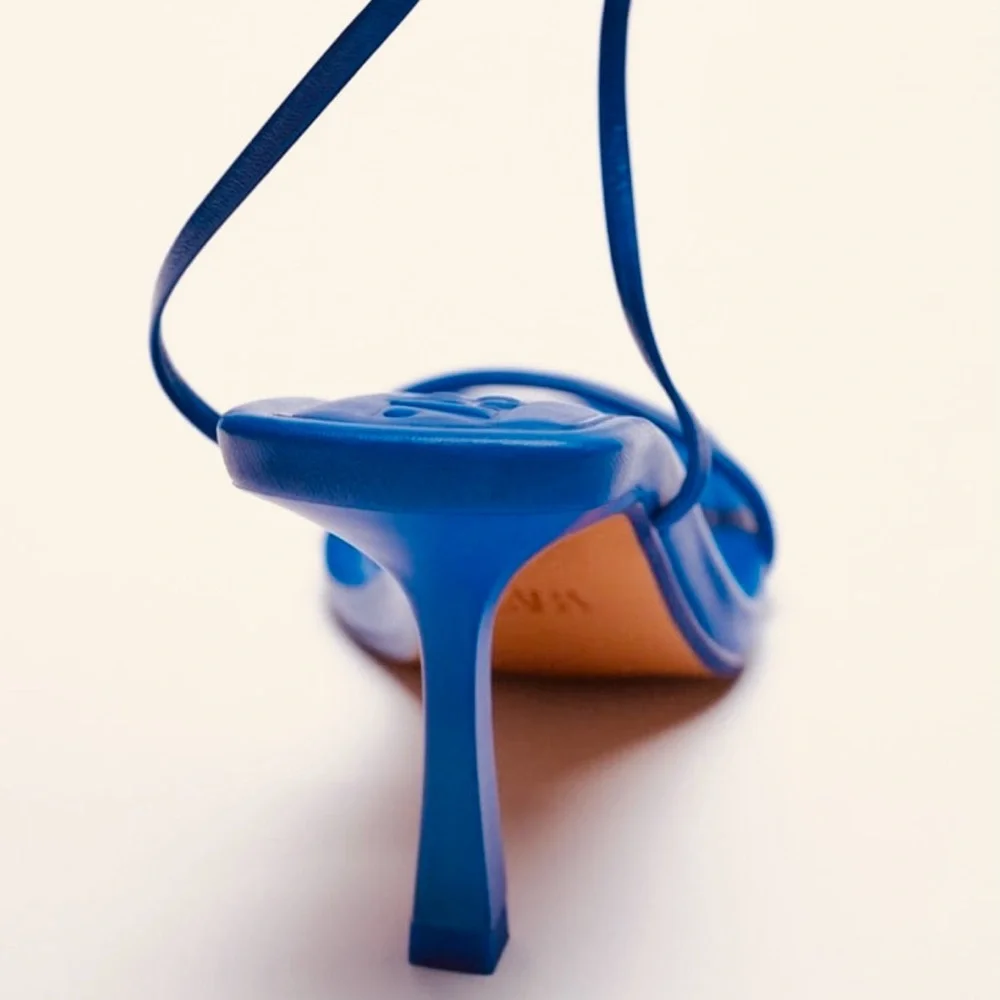 ZARA | Blue Strappy Women's Heels - Picture 2 of 6